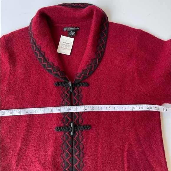 NEW! ($60) Sarah Spencer Wool Blazer Jacket Coat Red Cardigan Sweater Top, Sz L - Picture 11 of 12